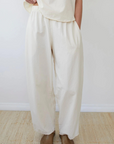 Wide Twill Trouser - Natural