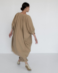 Button Front Kaftan - Khaki Parchment Poplin