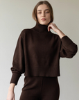 Crop Turtleneck - Walnut