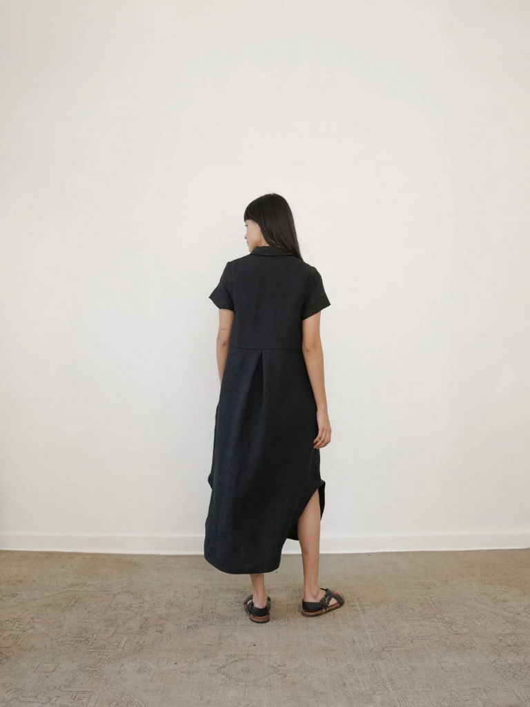 Mandu Dress - Black Linen