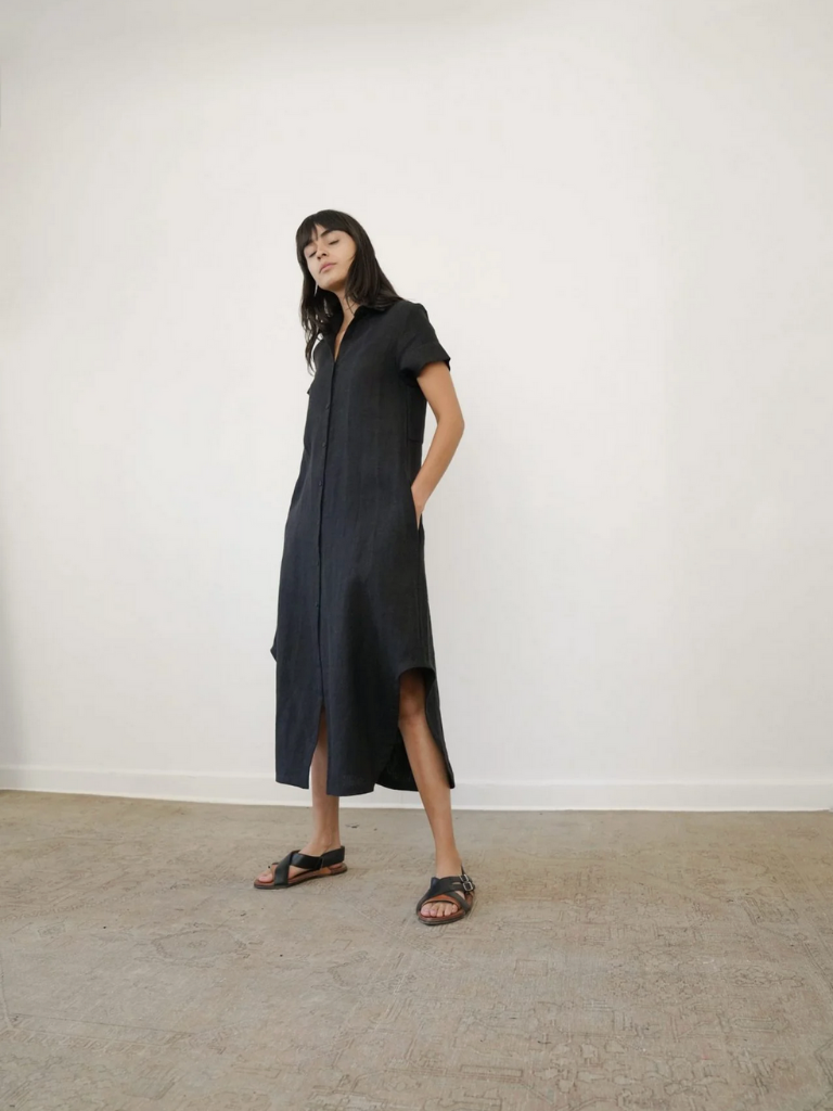 Mandu Dress - Black Linen