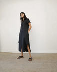 Mandu Dress - Black Linen