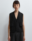 Cotton Pocket Waistcoat - Black