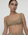 Gathered Bralette - Khaki Parchment Poplin