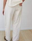 Wide Twill Trouser - Natural